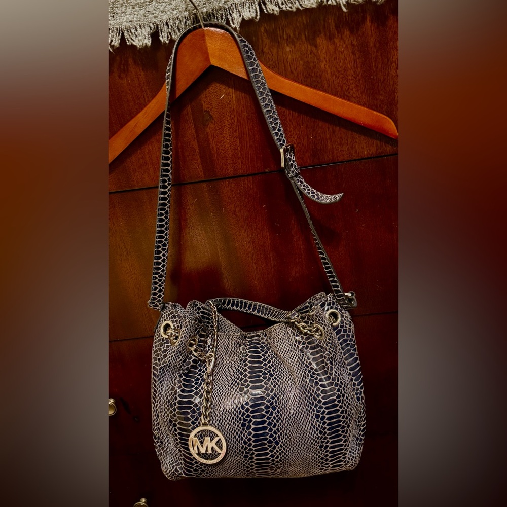 Michael Michael Kors Blue Python Embossed Leather… - image 4